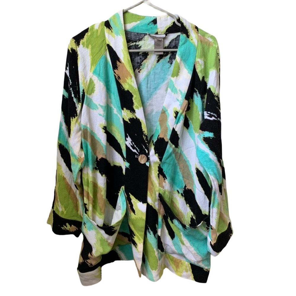 SHARON YOUNG Women’s Linen Rayon Unlined Long Sleeve Cardigan Blazer Jacket
